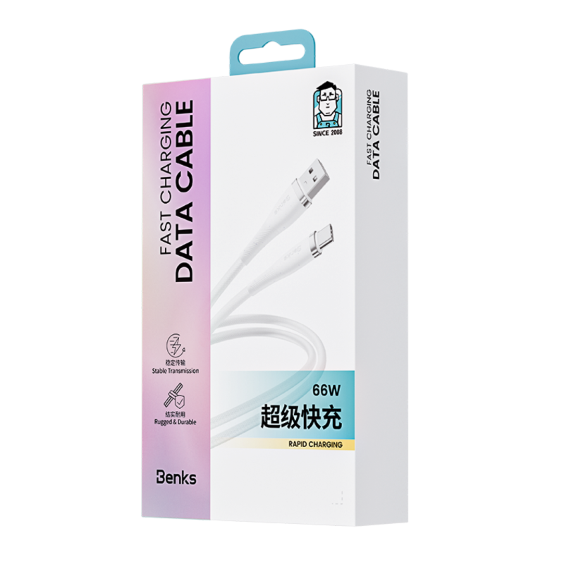 Câble USB / Type-C PowerWeave PD Benks 66W - 1M - Charge rapide et durabilité renforcée - Blanc — Benks · Smarty Paris 18e